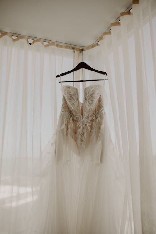 Free Wedding Dress on a Hanger  Stock Photo
