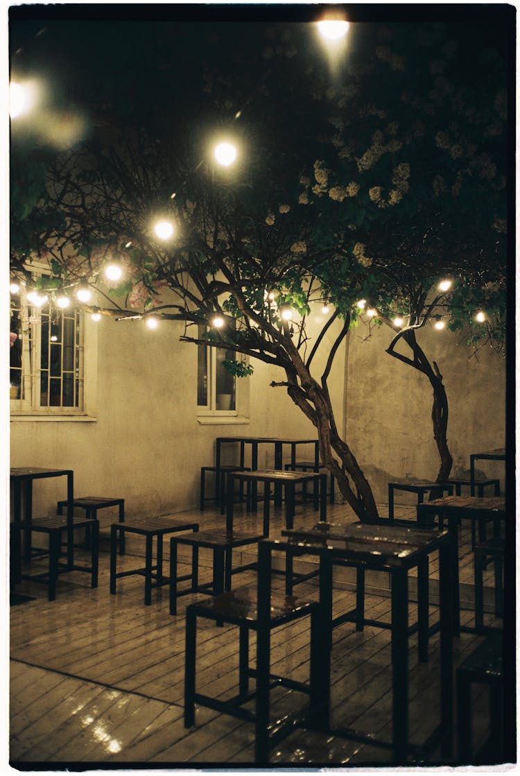 Patio With Tables St Night