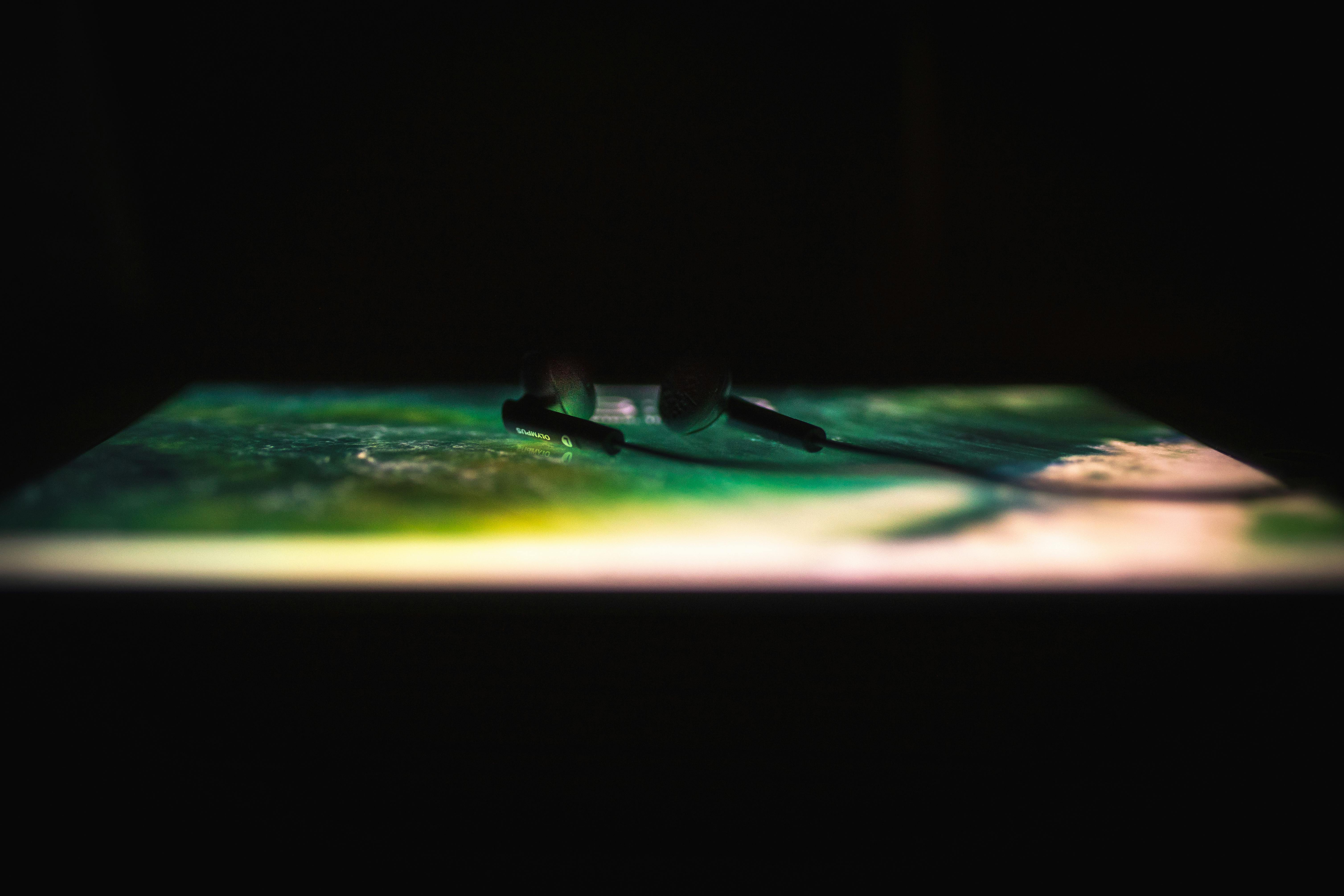 Free stock photo of black background, green screen, headphones
