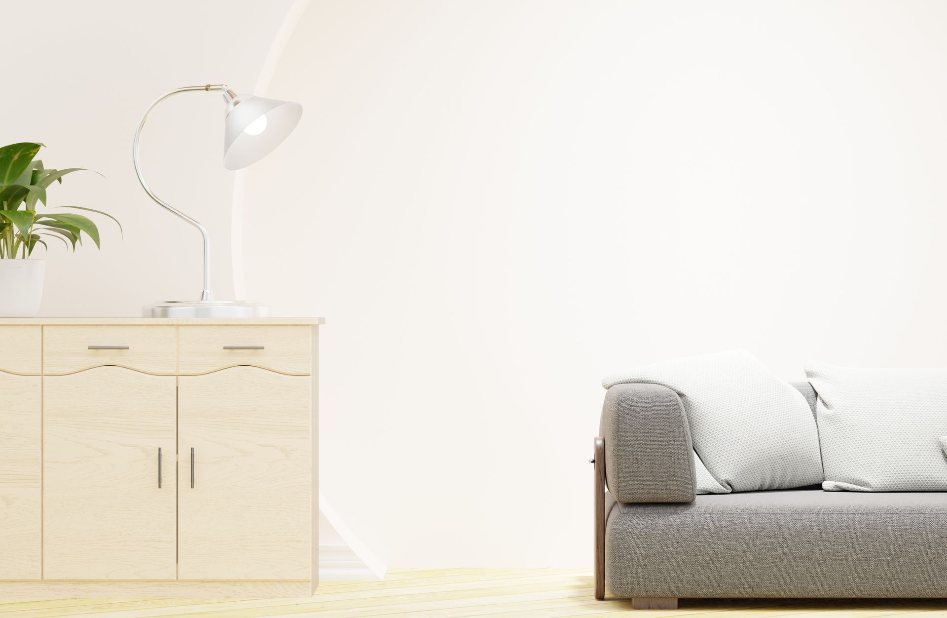 A bright and cozy modern living room with minimalist decor and design.