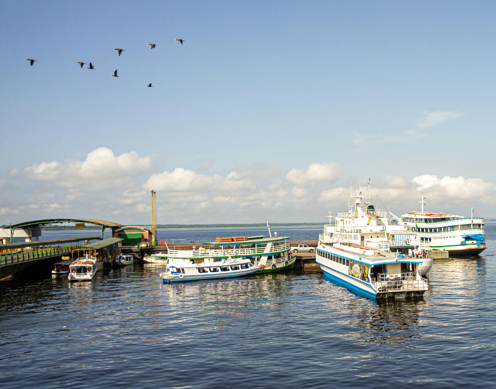 Ferry Boats Docked on a Pier