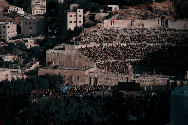 Crowd At Roman Theatre Of Amman 