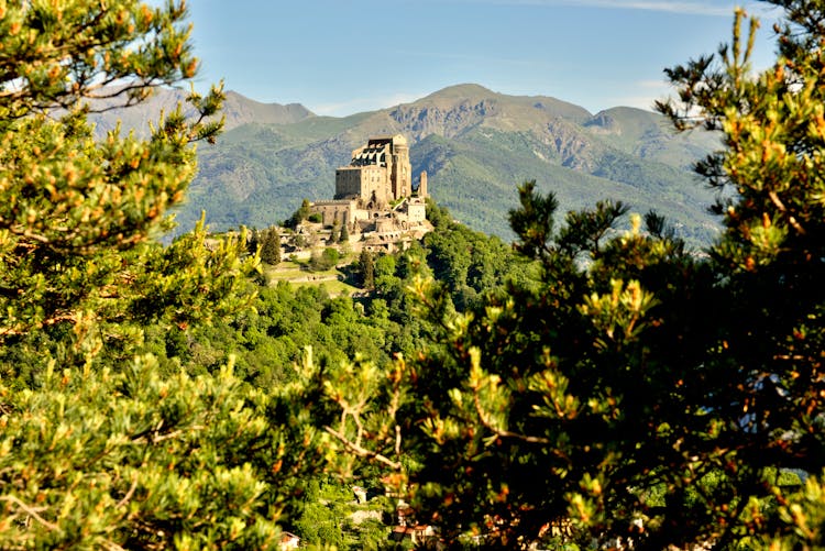 Saint Michael S Hilltop Abbey Overlooking A Valley