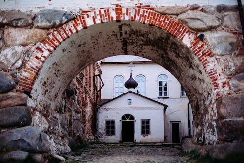Stone Arch in Front of the Solovetsky Monastery in Russia 