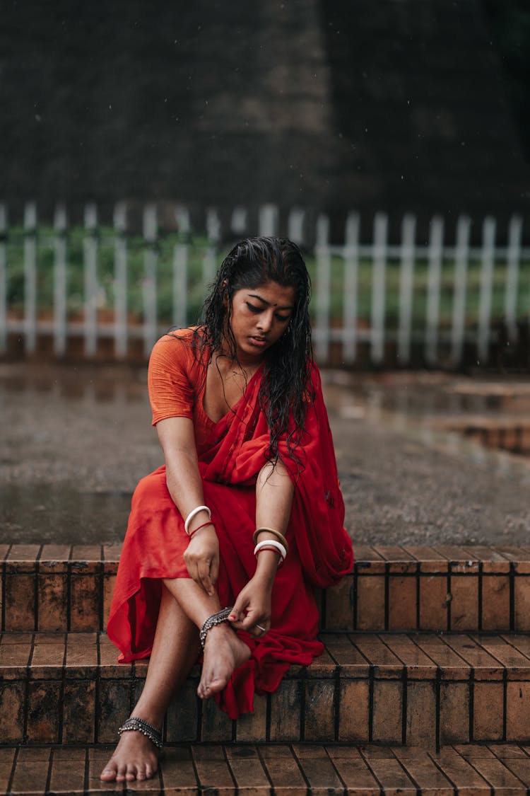 Woman With Bracelets On Ankles