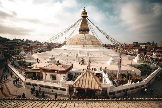 Discover the historic Boudhanath Stupa, a UNESCO World Heritage Site in vibrant Kathmandu, Nepal.
