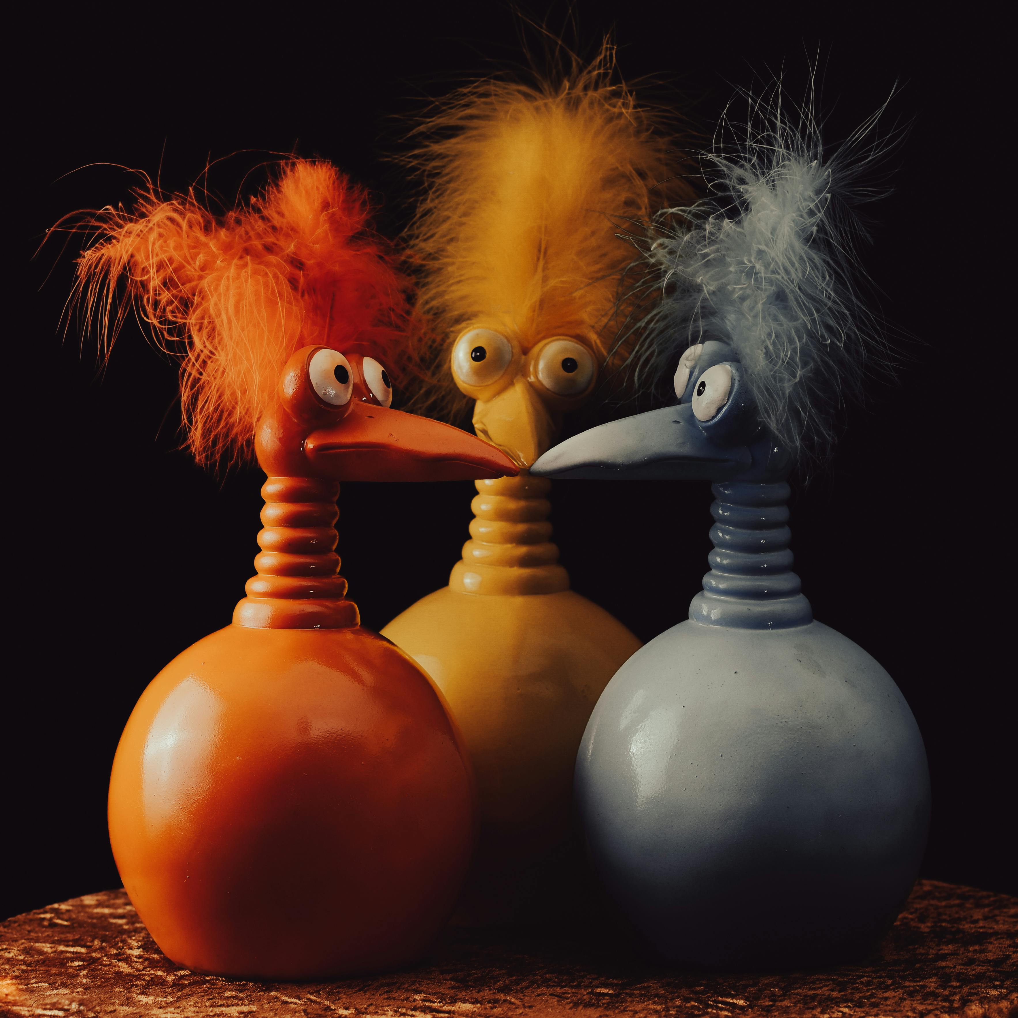 Balls with Cartoon Birds Heads