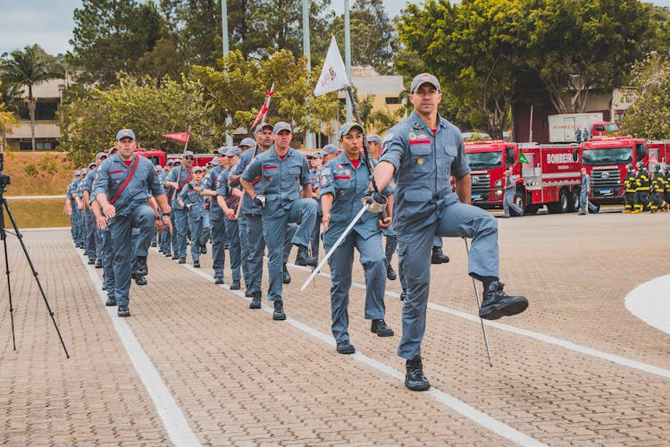 Army Marching On A Parade 