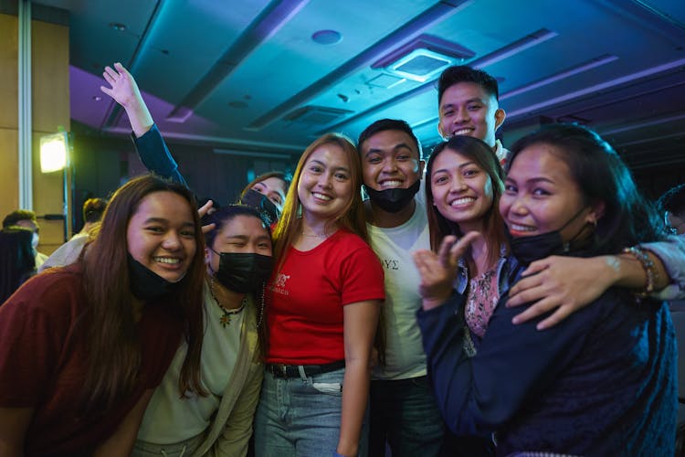 Happy Group Having Fun In Nightclub