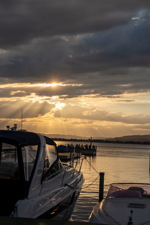 
Boats Docked in a Marina during the Golden Hour