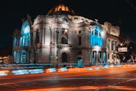Illuminated Palace of Fine Arts at Night in Mexico