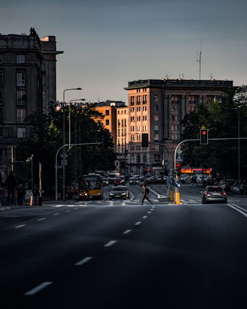 Landscape Photography of an Intersection in Warsaw, Poland