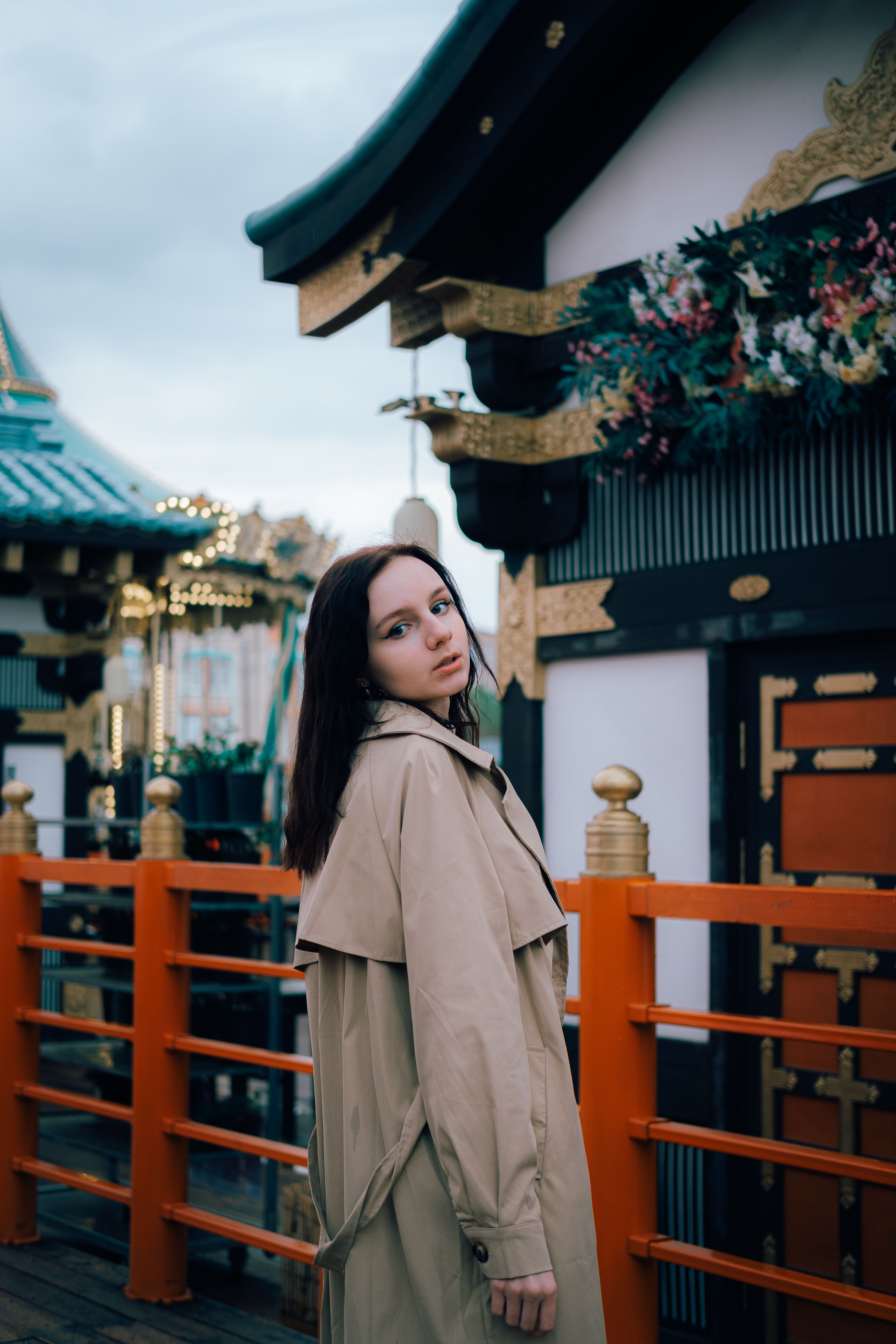 Portrait of Brunette Woman on City Street Wearing Trench Coat · Free ...