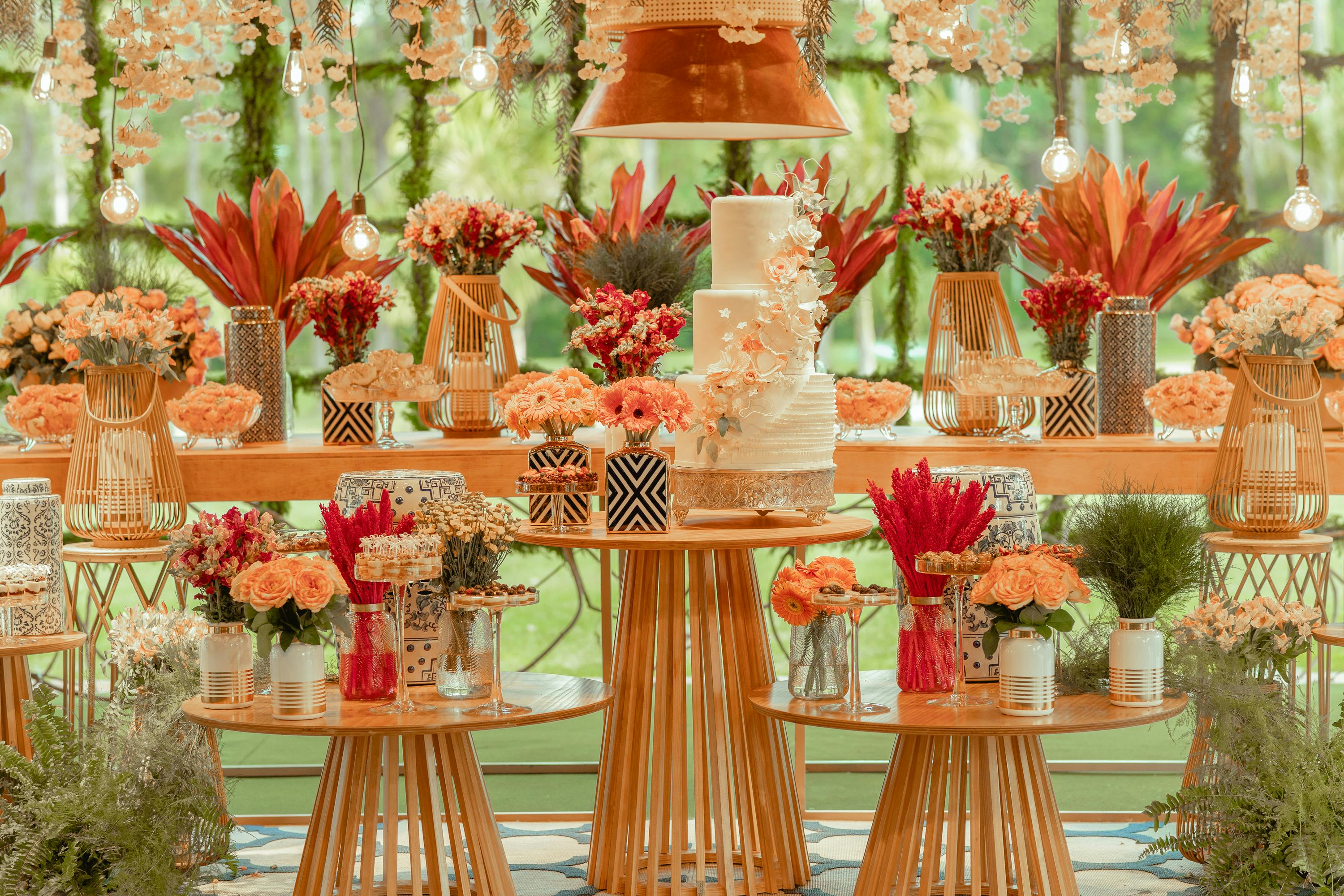 birthday cake surrounded by flowers - queens ny florist