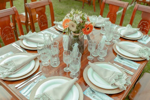 Free Laid Table Outdoors  Stock Photo