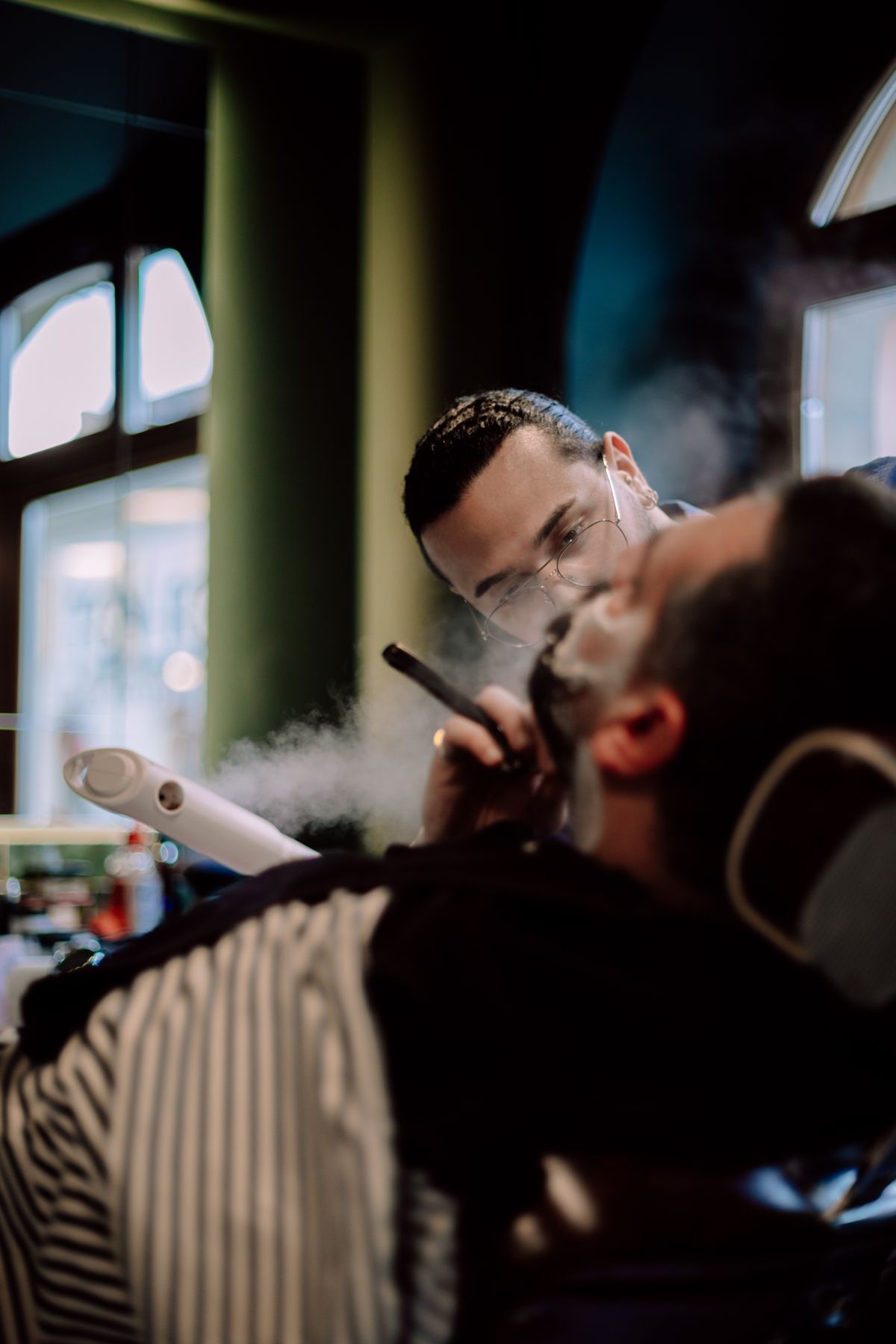 Barba con vapor