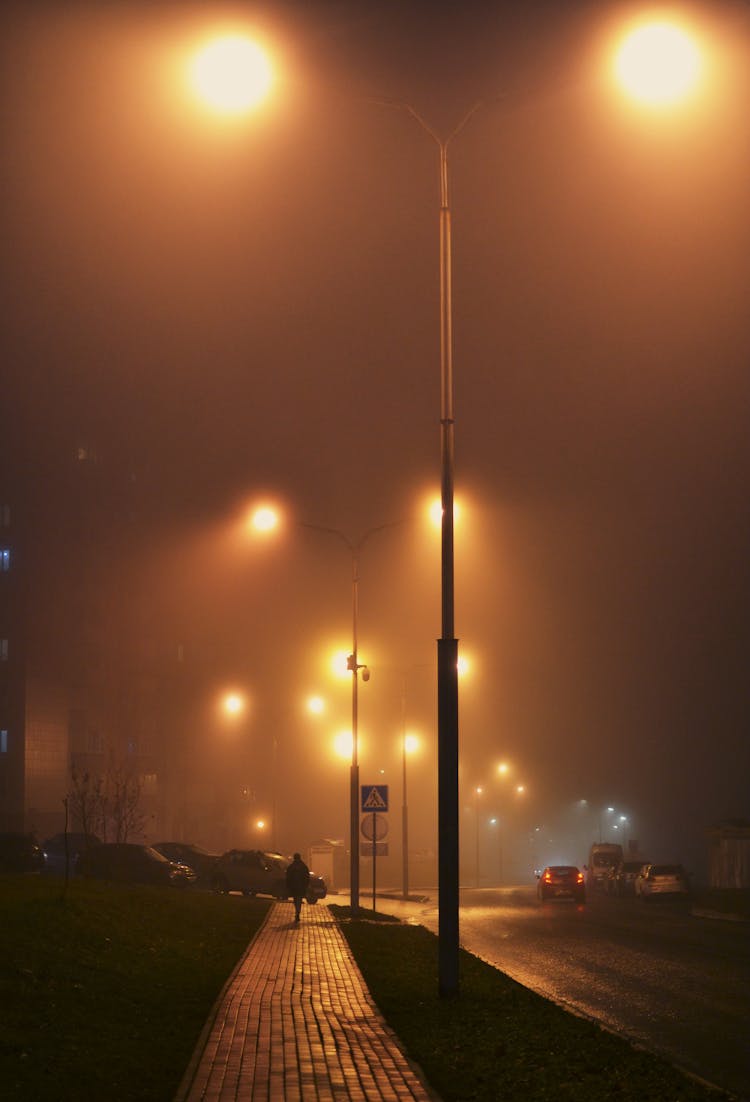 Fog In City At Night