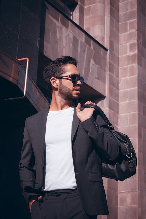 Free Stylish Man wearing Black Blazer and Sunglasses Stock Photo