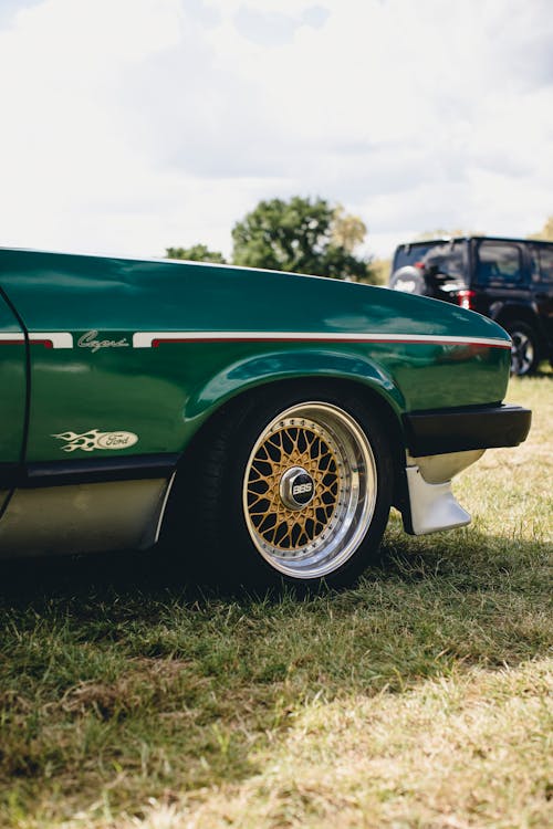 Green Classic Car on Grass