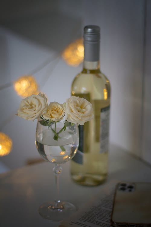 Fresh Flowers in Wine Glass