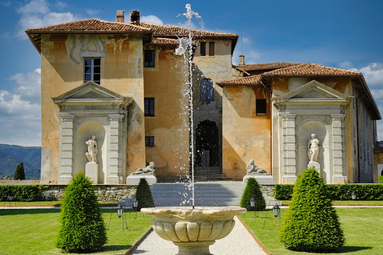 Fountain In Front Of Ancient Roman Villa