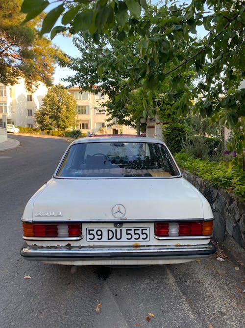 Parked Classic White Car 