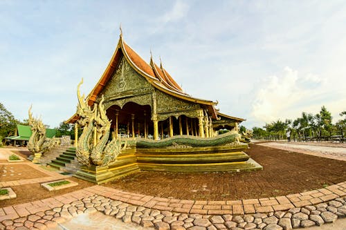 Green and Brown Pagoda Temple