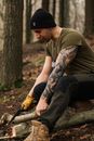 Free stock photo of african american woman, autumn forest, chopped wood