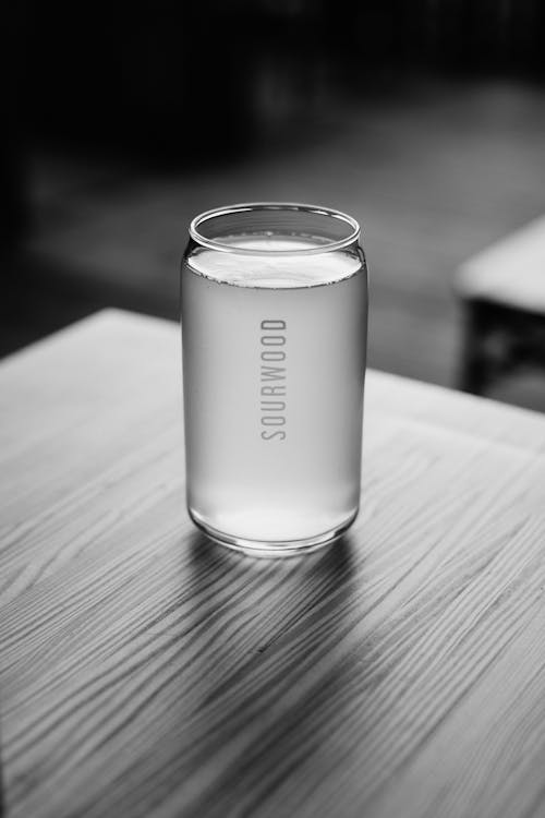 Free Grayscale Photo of a Glass of Sourwood Cider Stock Photo