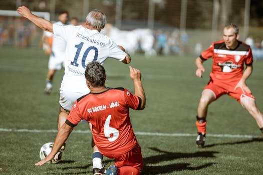 Dynamic soccer match photo showcasing intense gameplay and teamwork on the field.