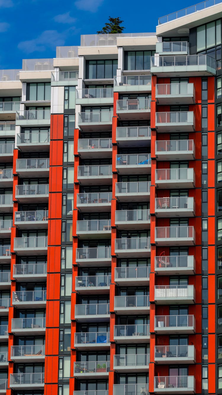 Columns Of Balconies On An Apartment Block