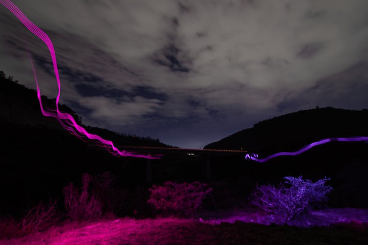 Time-lapse Photo Of Neon Light Streaks 