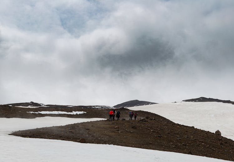 Group Hiking In Winter