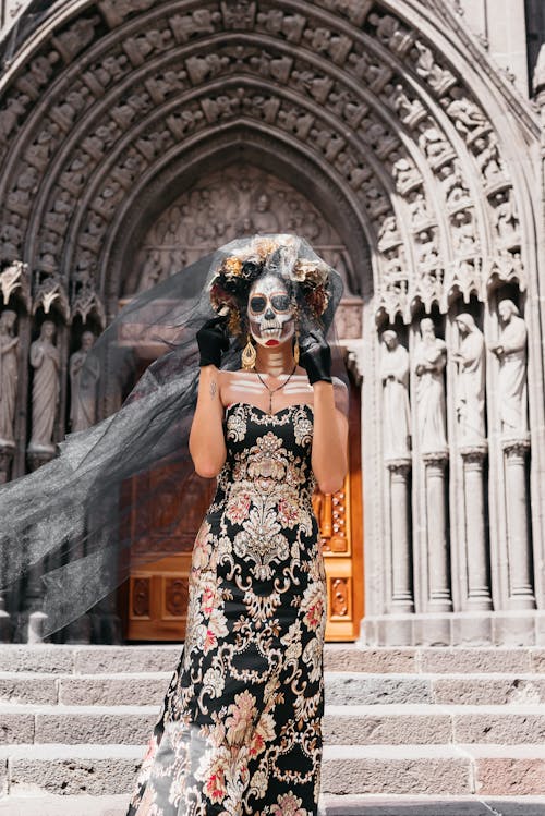 Woman in Makeup and Costume to Celebrate the Day of the Dead in Mexico 