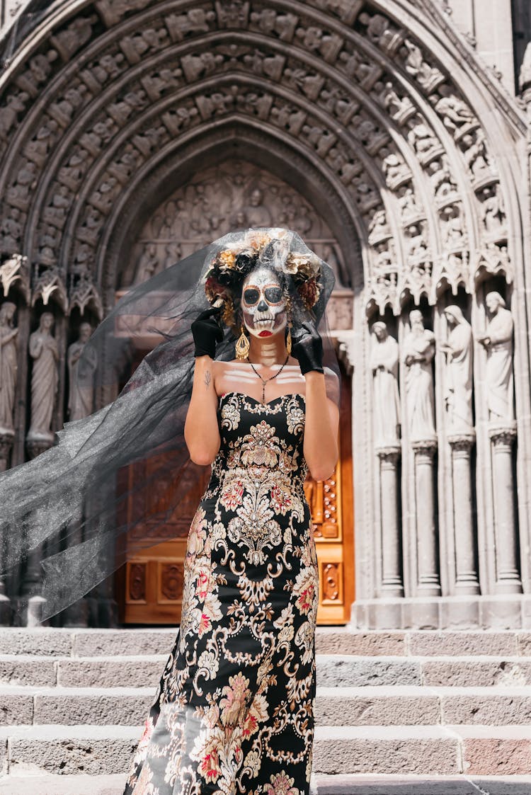 Woman In Makeup And Costume To Celebrate The Day Of The Dead In Mexico 