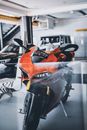 Red and Black Sports Bike Parking Inside Garage