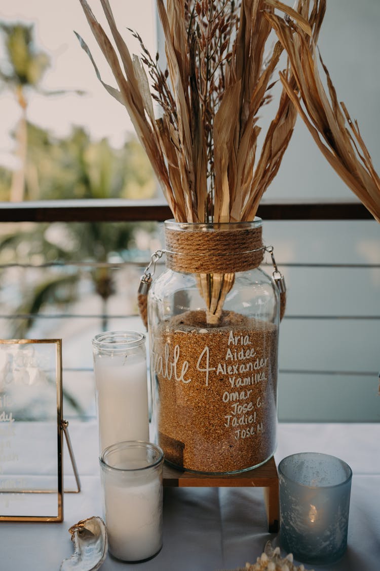 A Personalized Centerpiece And Candles