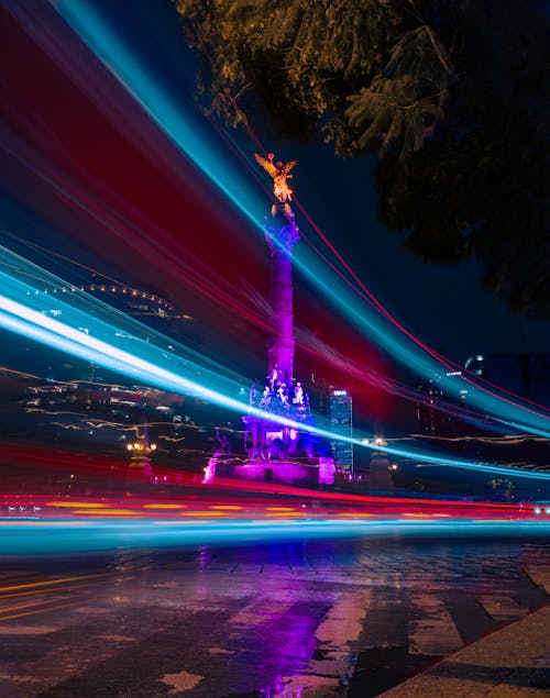 Free Blurred Motion of Traffic in the City Stock Photo