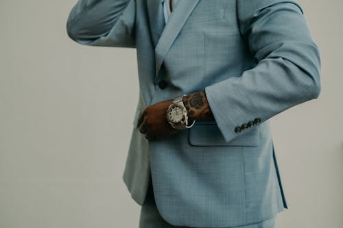 Kostenloses Stock Foto zu blau-anzug, fashion, nahansicht