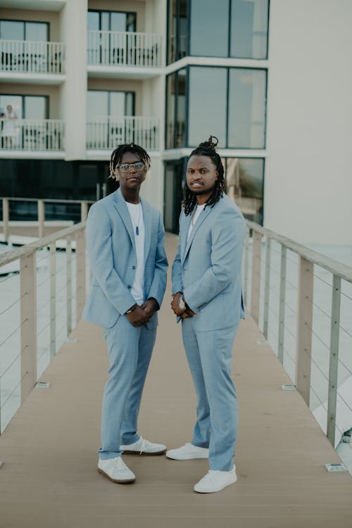 Men in Matching Blue Suits