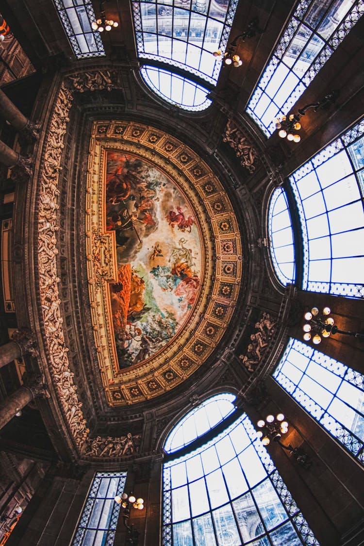 Painting On The Ceiling In An Art Museum In Mexico City