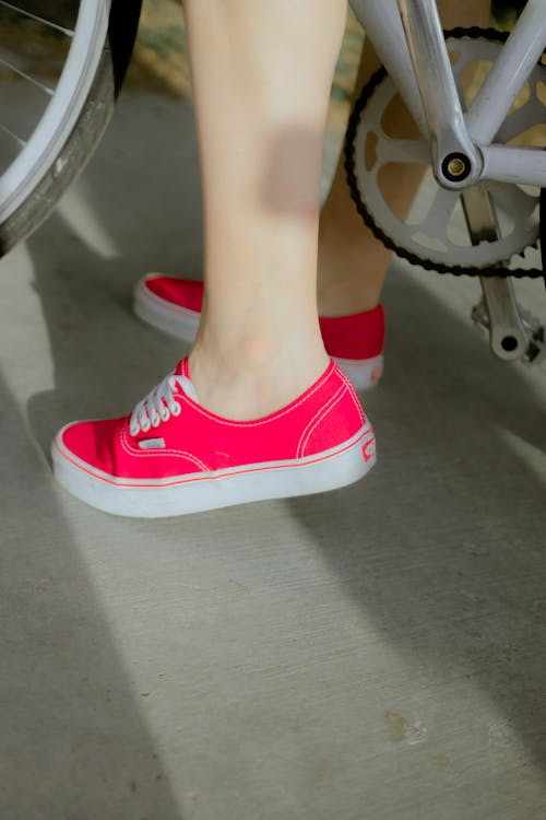 Pink Sneakers on Feet