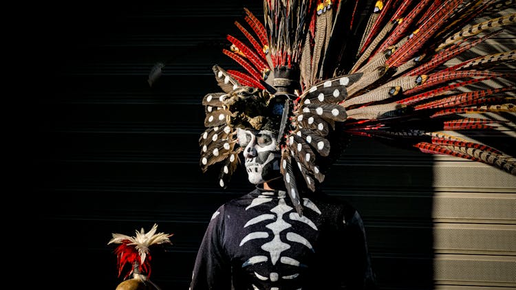 Skeleton With Feathers Crown