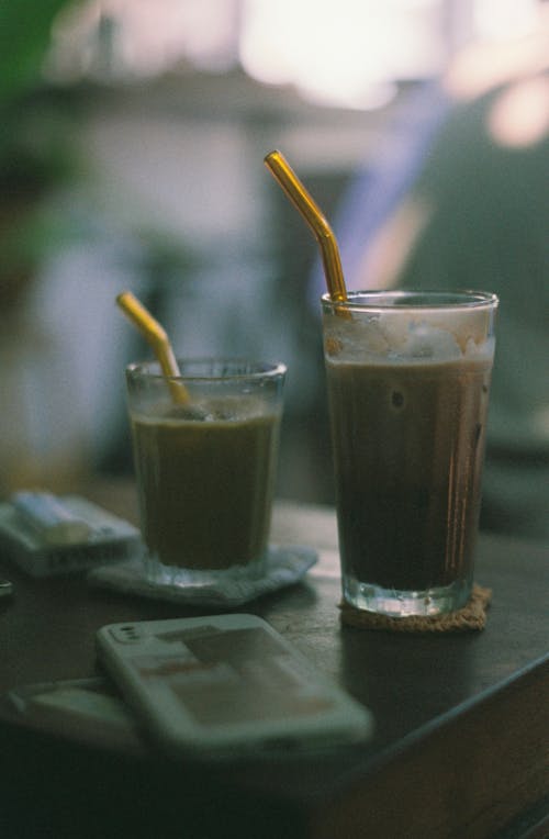 Free Clear Drinking Glasses With Brown Liquid Stock Photo