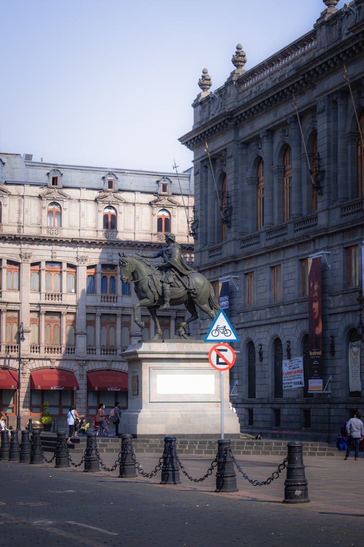 The Equestrian Statue Of Charles IV In Mexico City Square