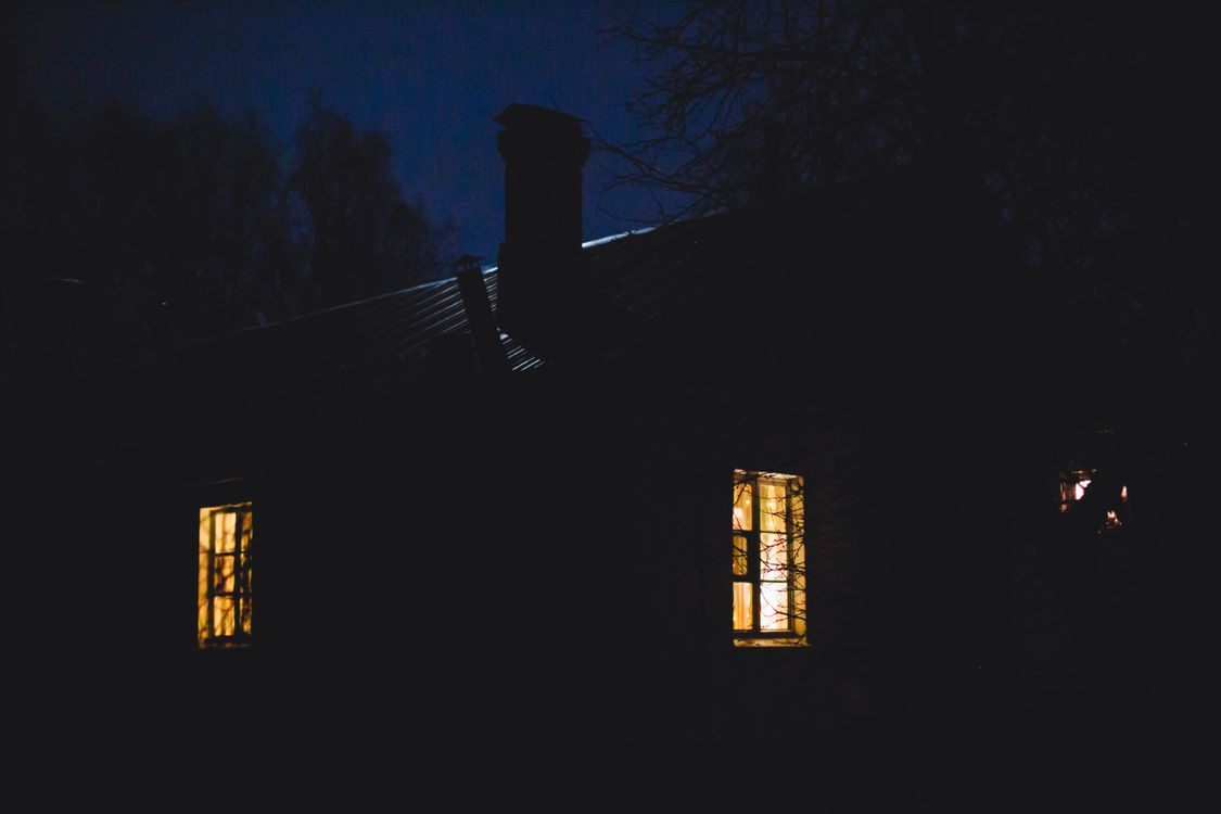 Window In Night Rural House With Light Seeping From Windows at Night · Free Stock Photo