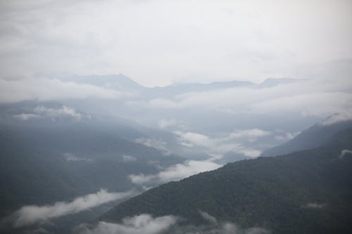 Aerial Photography of Cloudy Mountains