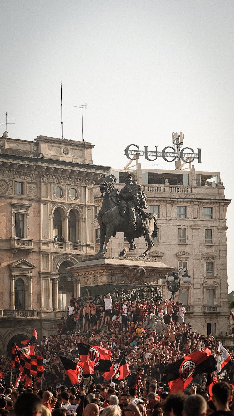 People Celebrating AC Milan Victory