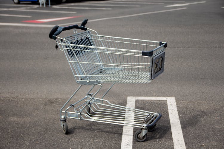 Empty Shopping Cart At The Parking Lot