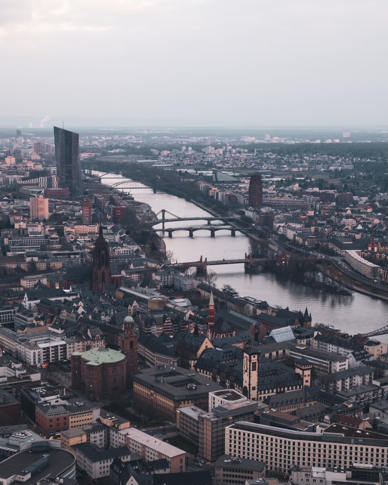 View from Main Tower over Frankfurt and the river Main
